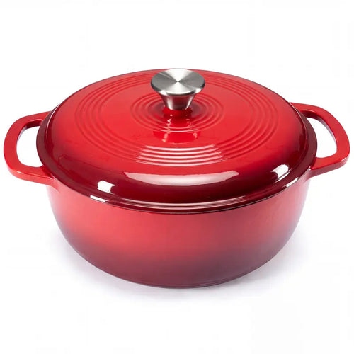 6QT Enameled Cast Iron Dutch Oven With Lid | Multi-use Pot for Home Cooking & Camping