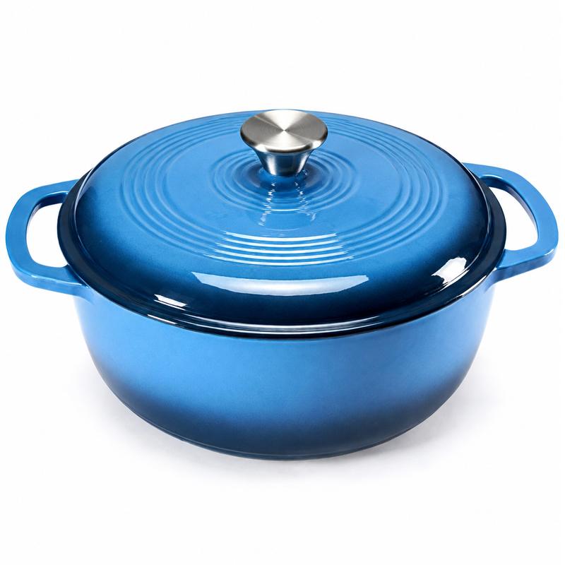 6QT Enameled Cast Iron Dutch Oven With Lid | Multi-use Pot for Home Cooking & Camping